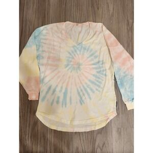 Spirit Jersey V-Neck Pullover Women's Size Large Tye Dye